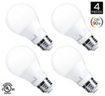 Hyperikon LED A19 Dimmable Bulb, 9W (60W Equivalent), 4000K (Daylight Glow), CRI90+, 800 Lumens, Medium Screw Base (E26), 340° Omnidirectional, UL – (Pack of 4)