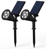 Solar Lights, Lemontec 2-in-1 Adjustable 4 LED Wall and Landscape Light; Spotlight Bright-and-Dark Sensing Auto On/Off Security Lighting; Ideal for Patio, Yard, Garden, Driveway, and Pool 2 Pack