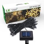 LE® Solar Power LED String Lights, 49ft/15m 100 LEDs, Waterproof Ambiance Lighting, 3000K Warm White, Starry Fairy Lights with Light Sensor, Outdoor and Indoor Use, Home/Wedding/Holiday Decoration