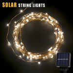 Solar String Lights, Oak Leaf 120 LEDs Outdoor Solar Powered LED String Lights Waterproof Copper Wire Lights for Garden Home Party 800mA Capacity,19ft