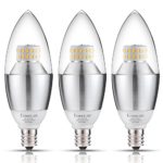 (Pack of 3) LED Candelabra Bulbs, LOHAS® 6Watt Soft White (3000K)Dimmable LED Light Bulbs for Home, 60 Watt Equivalent Light Bulbs, E12 Candelabra Base LED bulb, LED Lights