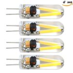Kakanuo G4 LED Bulb 12V AC/DC Warm White 2700K 1.5 Watt Bi-pin Base 2xFilament COB LED Non-dimmable(Pack of 4)