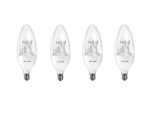 Philips 458687 60W Equivalent Dimmable B12 Decorative Candle LED Light Bulb with Warm Glow Effect (4-Pack)