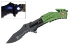 Army Assisted Open Emergency Rescue Folder Knife with Fold Out LED Light