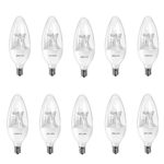 Philips 457234 25 Watt Equivalent Dimmable B12 Decorative Candle LED Light Bulb With Warm Glow Effect, Candleabra Base, 10-Pack