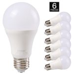TIWIN A19 E26 LED Bulbs 100 watt equivalent (11W), Daylight (5000K),1100lm, CRI80+, General Purpose Light Bulbs, Pack of 6