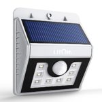 Litom Bright 8 LED Solar Powered Wireless Motion Sensor Light with 3 Intelligent Modes, Weatherproof, Wireless Exterior Lighting(Silver)