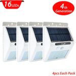 4 Pack Solar Light with Motion Sensor,CrazyFire 16 Bright LEDs Wireless Solar Powered Motion Sensor Light for Outdoor Wall Garden Lamp Patio Deck Yard Home Driveway Stairs With Auto On/Off(White)