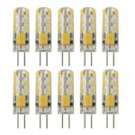 Rayhoo 10pcs G4 Base 24 LED Light Bulb Lamp 1.5 Watt AC/DC 12V 10-20V Non-dimmable Equivalent to 10W T3 Halogen Track Bulb Replacement 360° Beam Angle(Warm White 2800-3200K)