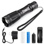 LE® 1000lm Rechargeable CREE XM-L2 T6 LED Flashlight, Portable, Zoomable, 5 Light Modes, 10W, 18650 Battery and Charger Included, Water Resistant Camping Torch, LED Handheld Flashlights