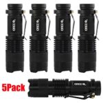 AR happy online 5 Pack SK-68 3 Modes Handheld Mini Cree Q5 LED Flashlight Torch Tactical Lamp 7w 350lm Adjustable Focus Zoomable Light (White Light)