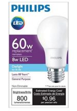 Philips 455600 60W Equivalent A19 LED Daylight Light Bulb, 4-Pack
