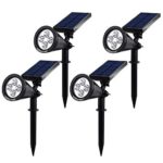 {New Version 2 Modes} 200 Lumens Solar Wall Lights / In-ground Lights, 180°angle Adjustable and Waterproof 4 LED Solar Outdoor Lighting, Spotlights, Security Lighting, Path Lights (TD-604, 4 Pack)