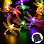 Outdoor Solar String Lights with Dragonflies by Icicle, 16ft 20 LED 8 Modes Fairy Lighting for Christmas Trees, Garden, Patio, Wedding, Party and Holiday Decorations, Multi Color
