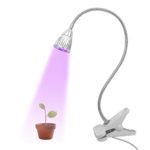 LED Concepts® Grow Light – Miracle Plant Light Clip Desk Lamp for Hydroponics Greenhouse Organic – 5W 22″ 360° Flexible Neck Light
