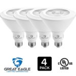 Great Eagle PAR38 LED Bulb, 18W (120W equivalent), 2700K (Warm White), 40° Beam Angle Flood Light Bulb, Dimmable, and UL-Listed. Use with Recessed Housings and Track Light Fixtures (4-pack)