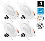 Hyperikon 5/6″ LED Downlight, ENERGY STAR®, 14W (75W Replacement), 4000K (Daylight White), CRI90+, Retrofit LED Recessed Lighting Fixture, LED Ceiling Light, Dimmable – (Pack of 4)
