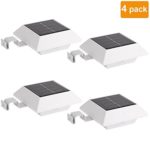 [Pack of 4]LVJING® Waterproof 4 LED Solar Powered Outdoor Roof Gutter Fence Garden Yard Lawn Wall Pathway Driveway Led Light Lamp + Auto-on and Auto-off Function Daylight ¡­