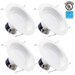 4-PACK TORCHSTAR 17W 6inch LED Retrofit Recessed Lighting Fixture, ENERGY STAR Certified 17W (120W Equivalent) LED Ceiling Light, UL-classified Dimmable LED Retrofit Downlight kit – 5000K Daylight