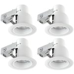 4″ Rust Proof Indoor/Outdoor Ridged Baffle Recessed Lighting Kit Dimmable Downlight, Contractor’s (4-pack), White Finish, Easy Install Push-N-Click Clips, Globe Electric 90958