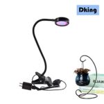 Dking LED Grow Light 8W 2 Level Dimmable for Indoor Plants Hydroponics Greenhouse Gardening, Clamp Clip Desk Growing Lights Lamp Bulb with 360 Degree Adjustable Flexible Gooseneck