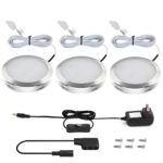 LE LED Under Cabinet Lighting Kit, 510lm Puck Lights, Under Counter Lighting, 6000K Daylight White, All Accessories Included, Kitchen Lighting, Closet Light, Set of 3