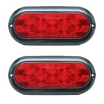 Leading Edge Lighting TL-62721-R LED Stop Turn Tail Light Surface Mount Trailer Truck RV, Gasket Waterproof, Warranty, 2 Lights, Pair of 6″, Oval Red