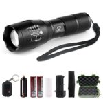 Diateklity Bright LED Flashlight Kit with 5 Modes – Includes Wireless Charger, 2 Rechargeable Batteries, Storage Box & Mini Key Chain – Water Resistant & Zoom Lens with Zoomable Focus Design