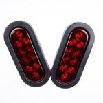 2 RED Oval Oblong LED Stop Brake Turn Tail Light 6″+ Grommet Plug Trailer Truck RV Boat