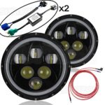 Headlight Assembly Jeep Wrangler Halo Headlights – 7 Inch Round Super Bright Leds Lite Conversion Kits for JK TJ FJ Trucks Motorcycle Headlamp – OFF Road Lights – H4 to H13 Adapter By Suitech