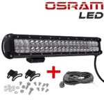 TURBO SII Osram 20″ Inch Led Light Bar 126w 8820lm-12600lm Flood And Spot Combo Beam Work Light for Van Camper Wagon Pickup ATV UTE SUV Boat 4×4 Jeep Offroad + Wiring Harness Kit,2 Year Warranty