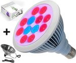 LED Grow Light Bulb With FREE Clamp Reflector By ProLedGrow – 12 LEDS In Blue & Red Light – 12W Hydroponics Lights- Full Spectrum E27 Grow Listing System For Indoor Garden, Plants, Vegetables, Flowers