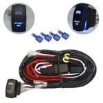 MICTUNING LED Light Bar Wiring Harness 30 Amp Fuse on-Off Laser Rocker Switch Blue(2 Lead 12Ft)
