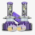 MICTUNING [LUMA+] H4, 9003, HB2, Hi/Lo Beam Cree LED Headlight Bulbs – 80W 8,000Lm White(6,000K)/Amber(3,000K) Plug & Play Conversion Kit (Pack of 2)