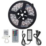 Minger Waterproof LED Strip Light 16.4ft 300leds RGB SMD 5050 with 44-keys IR Remote Controller & 6A 12V Power Supply for Home Lighting, Kitchen, Christmas, Indoor & Outdoor Decoration