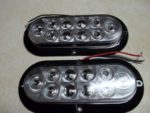 1 pair Trailer Clear / RED LED Stop Turn Tail Light 6″ Oval Surface Mount Optronics