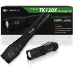 EcoGear FX Professional Grade LED Flashlight Kit (TK120X): Our Brightest Tactical LED Flashlight with High-Lumen Output, ZOOM Feature, Water Resistant Design, 5 Light Modes and Rechargeable Batteries