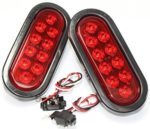 2 Autosmart Kl-35100rk Red Oval Sealed LED Turn Signal and Parking Light Kit with Light, Grommet and Plug for Truck,Trailer (Turn, Stop, and Tail Light)