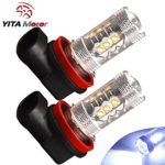 YITAMOTOR 2 X H11 DRL Fog Light 80W Projection Super Bright HID 7000K Cool White LED Bulbs