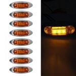 Partsam 8x Universal Waterproof Side Marker Light 3 LEDs Amber Lens w/Chrome Housing