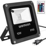 Warmoon Outdoor LED Flood Light, 10W RGB Color Changing Waterproof Security Lights with US 3-Plug & Remote Control for Garden,Scenic Spot,Hotel