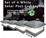 Set of 4 White Solar Post Caps 5 x 5 White Post Light 3rd Generation SMD 5 Led 45 Lumen Bright