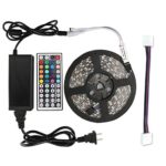 RGB Led Strip Lights Kit You May Flexible Tape Light 16.4Ft 300 Leds SMD5050 Color Changing Waterproof Cuttable Linkable with Strip Connector Indoor Outdoor Home Decoration Lighting