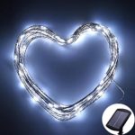 SUPER BRIGHT String Lights 120 LEDs Solar Powered with Lithium Battery By ICICLE, Starry String Copper Wire Fairy Lighting for Decorating Outdoor, Garden, Patio, Wedding, Holiday Decorations (White)