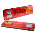 1 Pair 19-LED Red-Amber-White Trailer UTE UTV RV Stop Tail Light Integrated Turn Signal Driving Lamp