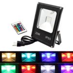 GLW® 20W LED RGB Flood Light, Remote Control Waterproof Outdoor Security Light, 4 Models with 16 Color Tones Spotlight, Dimmable Color Changing