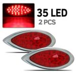 (2) Red 35 LED Chrome Tear Drop Truck Trailer Stop Turn Brake Tail Lights Sealed