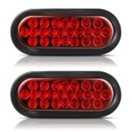 Partsam 2pcs Oval Red Stop/Turn/Tail Light Flush Mount 6 inch 24 Diodes for truck trailer bus