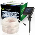 LE 33ft 100 LED Solar Rope Lights, Waterproof Outdoor Rope Lights, 6000K Daylight White, Portable, LED String Light with Light Sensor, Ideal for Wedding, Party, Decorations, Gardens, Lawn, Patio