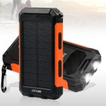 Solar Charger, Levin 10000mAh LED Emergency Light Dual USB Port Solar Panel Portable Charger Rainproof Multiple Security Protection for iPhone, iPad, iPod, Cell Phone, Tablet, Camera (Orange)
